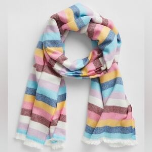 Gap Lovely Print Fringe Wide Scarf Multicolored Rainbow Scarf/ Wrap